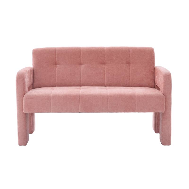 Modern 2-Seater Sofa Armchair with Chenille Fabric, for Living Rooms, Bedrooms, Lounges and Reading, Pink
