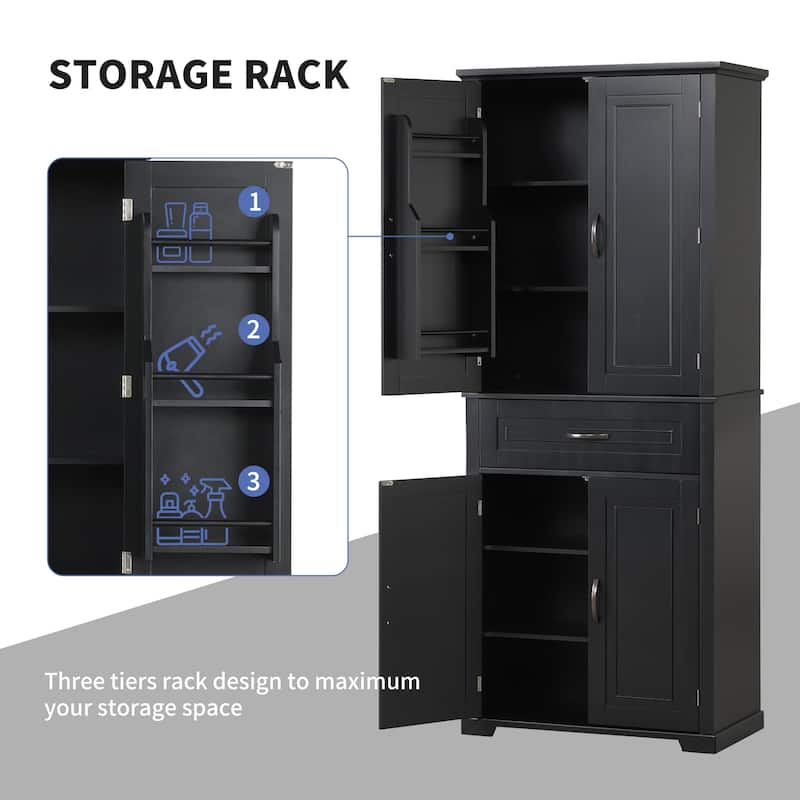 Bathroom Floor Storage Cabinet Linen Tower Bathroom Organizer with Multiple Storage Space for Bathroom, Living Room