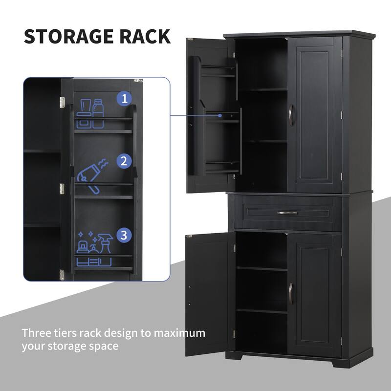 Bathroom Storage Cabinet with Doors and Drawer, Multiple Storage Space, Adjustable Shelf