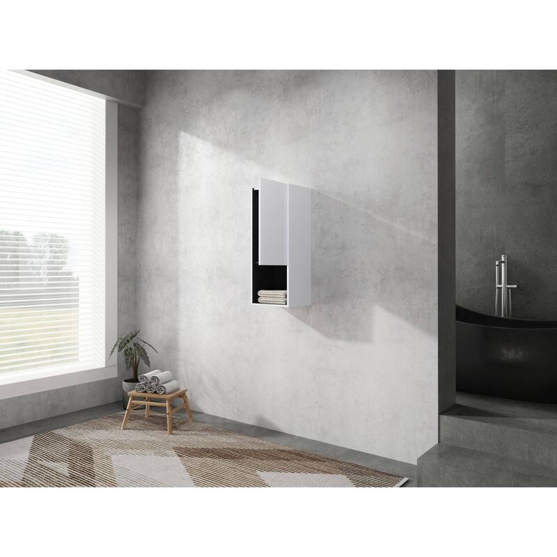 Modern Wall-Mounted Bathroom Side Cabinet with Soft-Close Doors, Floating Design, 6 Storage Compartments, 12-Inch Width