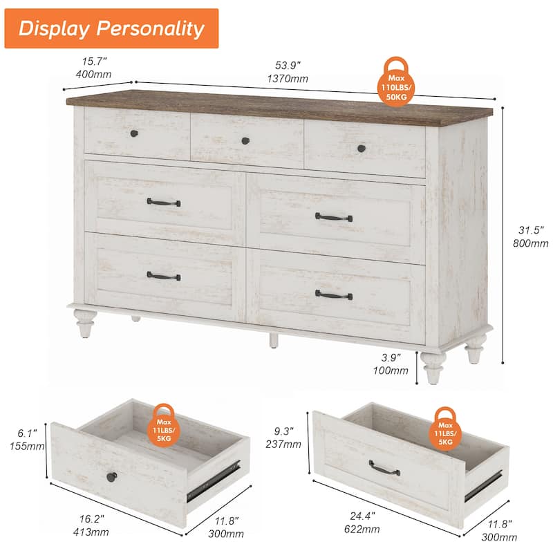Kids Dresser with 7/8 Drawers for Bedroom, Wide Dresser for Kids Room