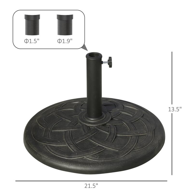 Outsunny 21.5" Round Cast Stone Umbrella Holder Base with Beautiful Decorative Pattern & Easy Setup, Bronze