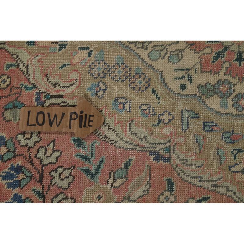 Hand Knotted Oriental 100% Wool Carpet Traditional Floral Pink Tabriz Area Rug - 9' 2'' X 6' 6''