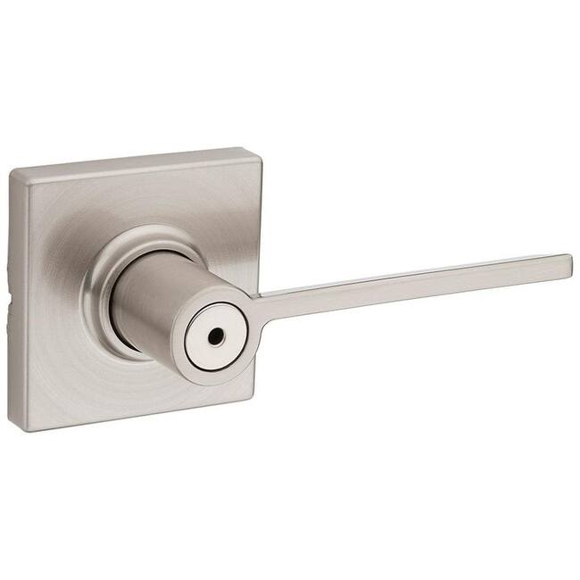 Kwikset Ladera Privacy Door Lever Set with Square Rose - Satin Nickel