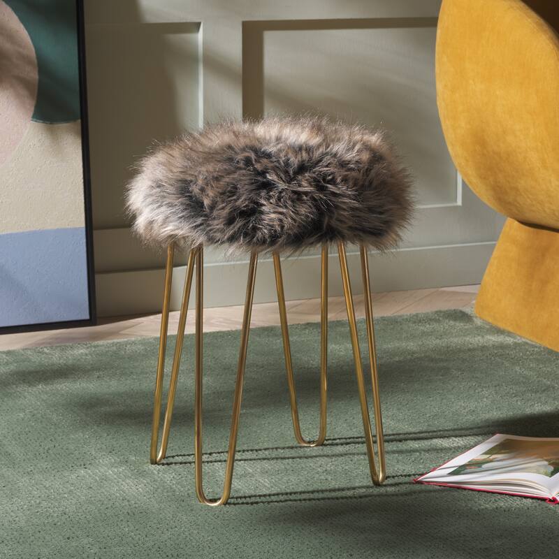 SAFAVIEH Caspian Hairpin Leg Foot Stool - 13"W x 13"D x 19"H - Grey