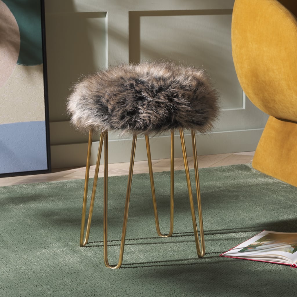 SAFAVIEH Caspian Hairpin Leg Foot Stool - 13"W x 13"D x 19"H