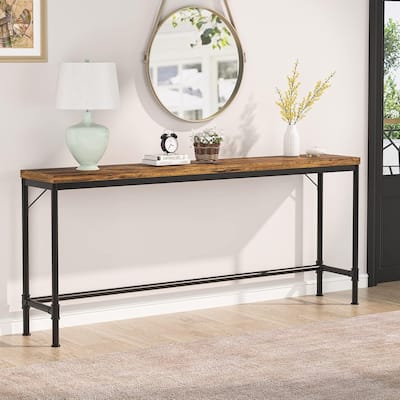 70.9" Extra Long Console Table, Industrial Narrow Sofa Table Behind Couch, Rustic Entryway Hallway Table, Tall Bar Height Table