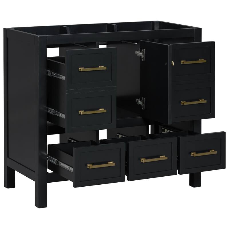 GDFStudio - Merrow Modern Freestanding Bathroom Vanity with with 5 Drawers& Soft Closing Doors (NOT INCLUDE BASIN SINK)