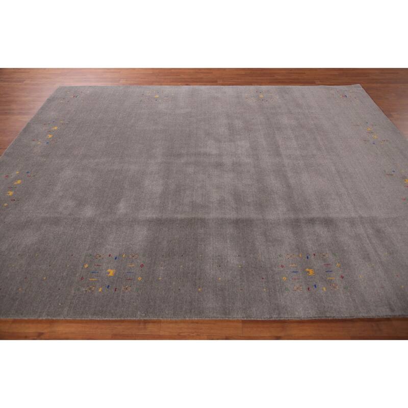 Tribal Gray Gabbeh Oriental Area Rug Handmade Wool Carpet - 7'9" x 9'10"