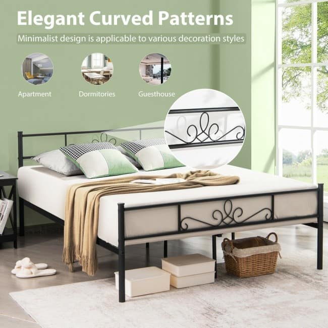 Metal Bed Frame with Headboard and Footboard
