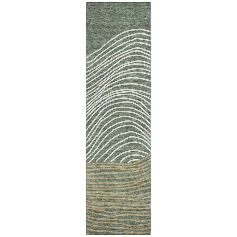 Machine Washable Indoor/ Outdoor Modern Arches Chantille Rug