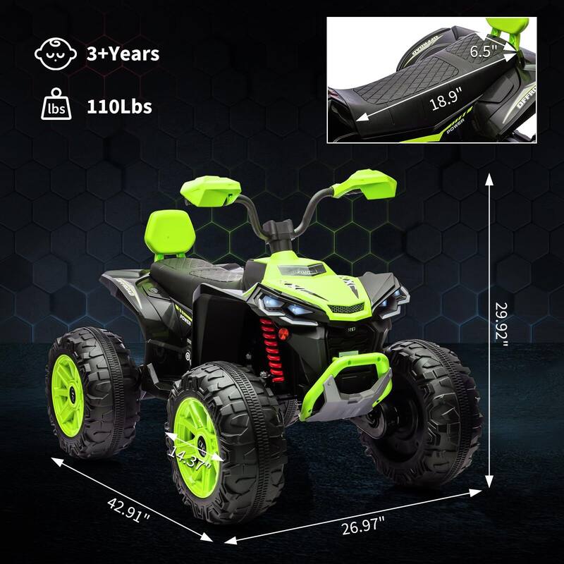 24V Ride on ATV for Kids, 2 Seater Electric Quad Car