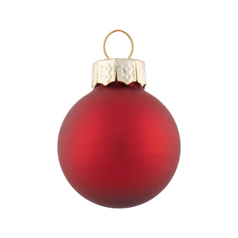 40ct Shiny Glitter Matte Red Glass Ball Christmas Ornament Set 1" 2.5"