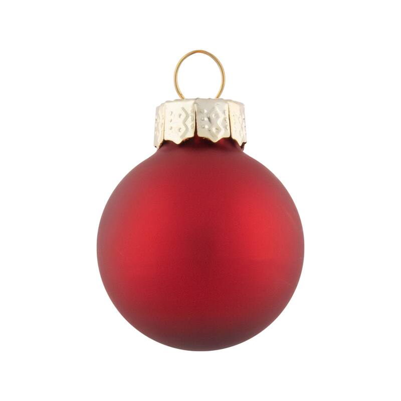 40ct Shiny Glitter and Matte Red Glass Ball Christmas Ornament Set 1"-2.5" - 1"