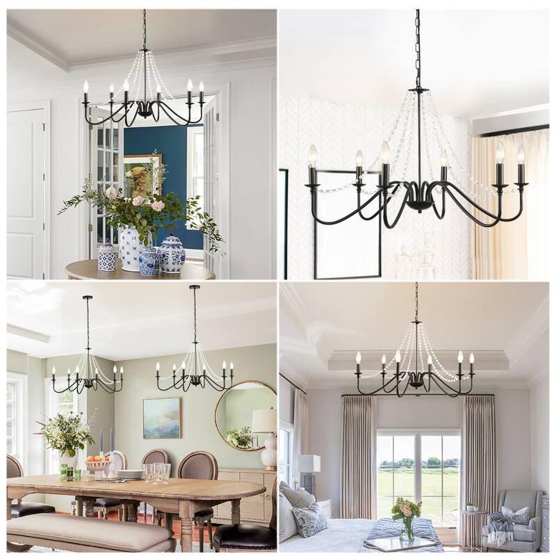 Modern Farmhourse 6-Lights Classic Chandelier with Crystal Accents