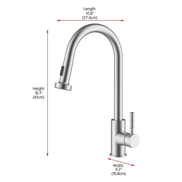 dimension image slide 0 of 3, Elegant Lighting FAK-309 Sem 1.8 GPM Single Hole Pull Down Kitchen