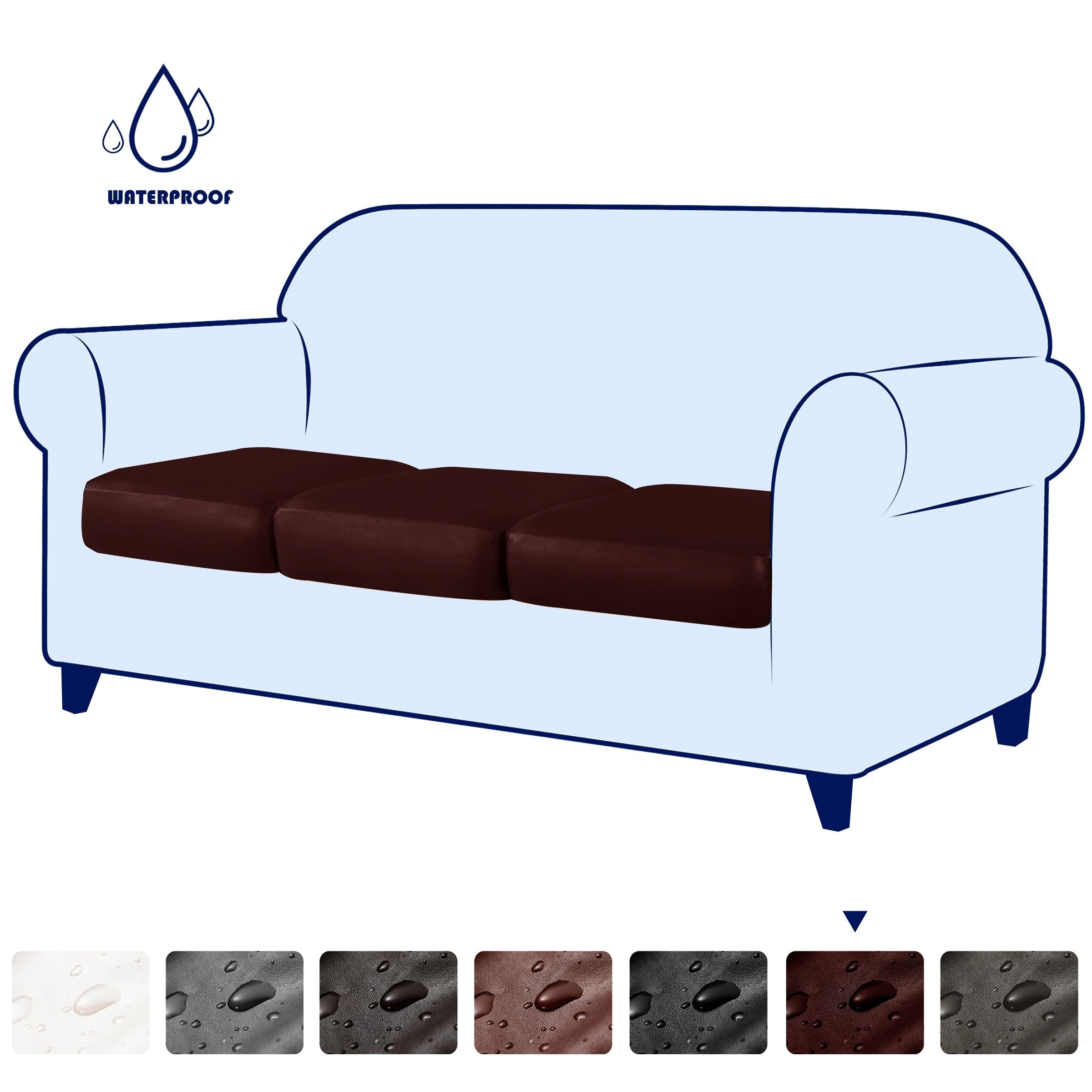 Subrtex Stretchy Water Proof PU Individual Sofa Cushion Covers Outdoor Indoor Sofa 3 seater Taupe