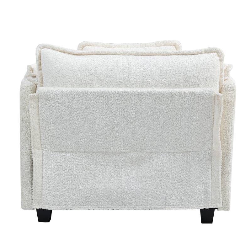 55" Oversized Single Sofa Chaise Lounge with Ottoman, Comfy Reading Chair Upholstered Sleeper Chair with Side Pockets