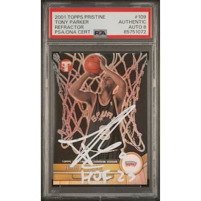 Tony Parker 2001 Topps Pristine Refractor Rookie Card #109 Auto PSA 8 267/750 - 8'6" x 11'6"