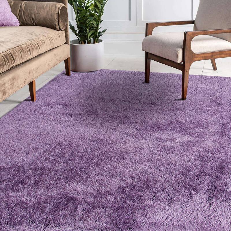 Mila Jade Microfiber Extra Thick 3" Plush Shag Rug - 9' x 13'6" - Purple
