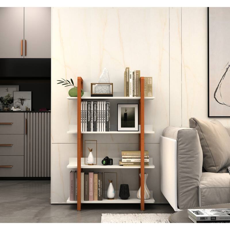 Solid wood bookshelf plant rack,The four layer multifunctional open shelf - Natural