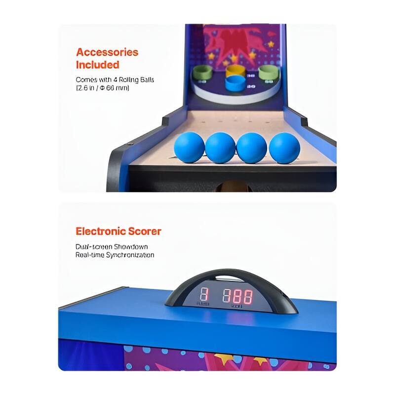 8 Feet Electronic Roll and Score Arcade Game Table with 4 Balls Ideal Addition to Any Holiday or Party - 92 x 19 x 55 in