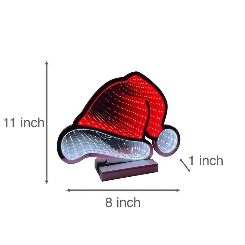 LED Lighted 3D Santa Hat Christmas Infinity Mirror - 11"