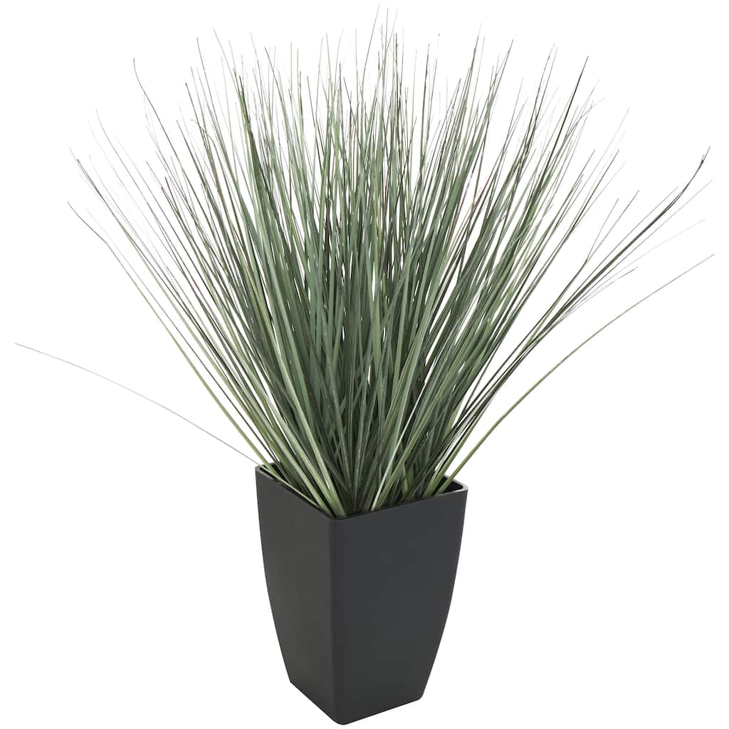 Faux Foliage Onion Grass Artificial Plant with Black Plastic Pot - Green - Roche River Decor
