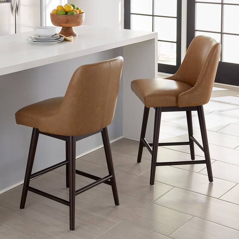 Spruce & Spring Hazel Upholstered Counter Height Swivel Barstool with Back