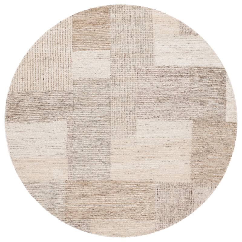 SAFAVIEH Handmade Ebony Roselies Modern & Contemporary Wool Rug - 6' Round - Ivory/Beige