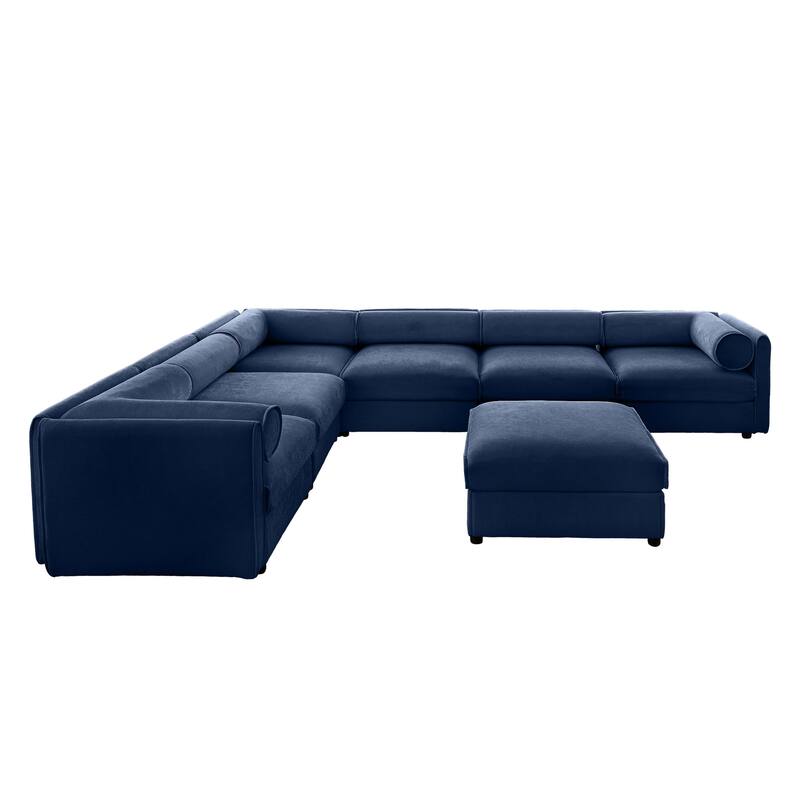 GDFStudio - Shanks Chenille 6-Seater Sofa With 1 Ottoman