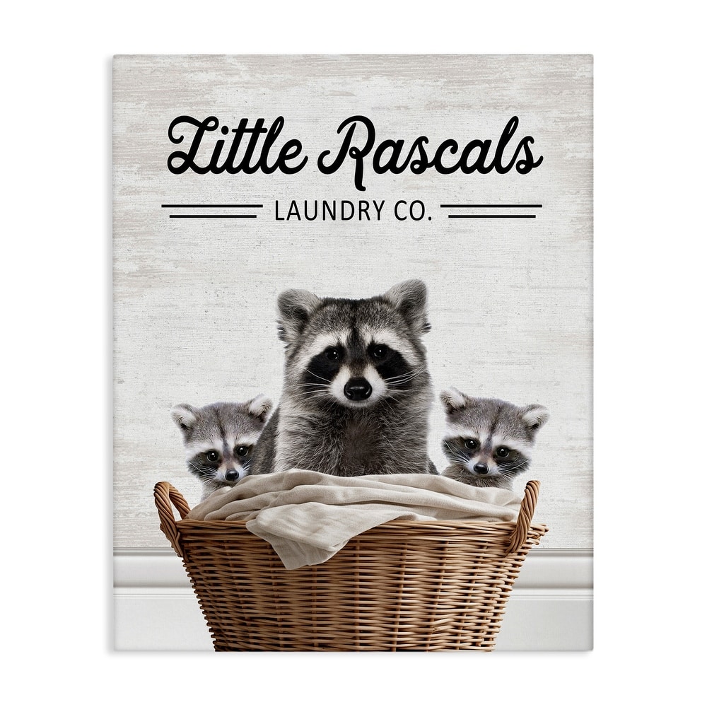 Stupell Little Rascals Laundry Raccoons Canvas Wall Art Design By Lettered and Lined