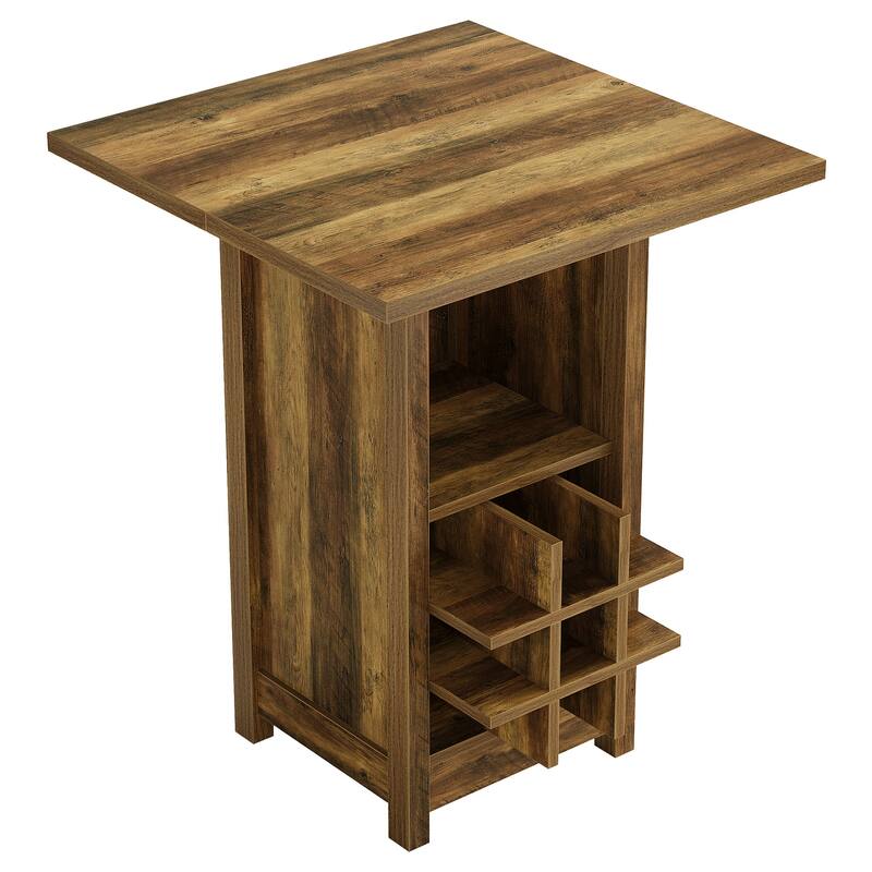 Bar Table with Cabinet, Home Bar Unit Cocktail Pub Table with Storage Shelves & Detachable Wine Slots for Kitchen Bistro