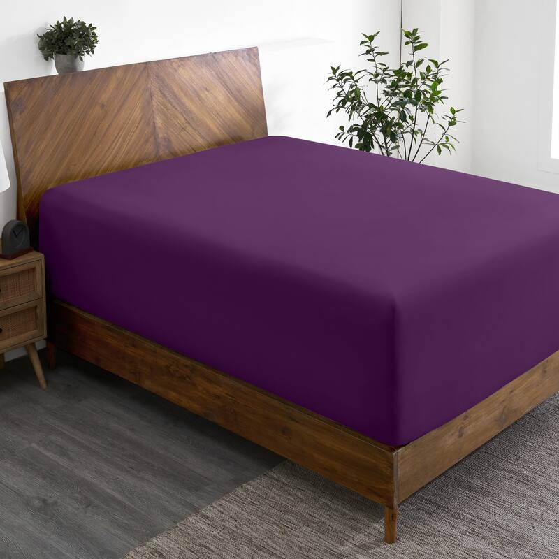 Bare Home Ultra-Soft Microfiber 22 Inch Extra Deep Pocket Fitted Sheet - Queen - Plum
