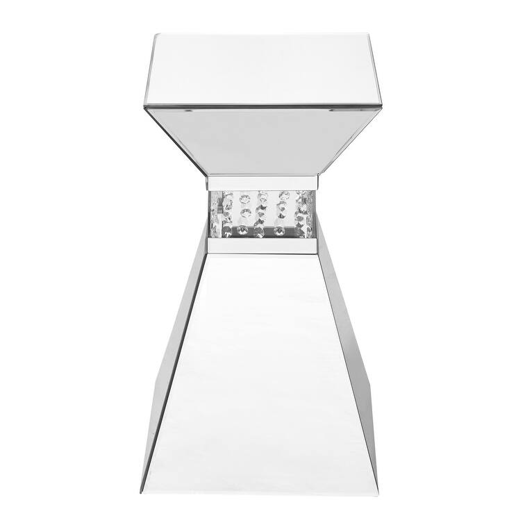 12 inch Crystal End Table in Clear Mirror Finish - N/A