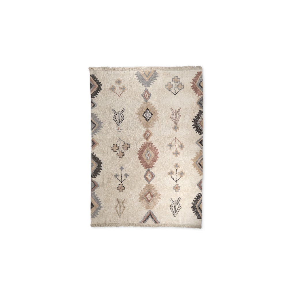 Carla 5x8 Earthy Neutrals Patterned Cotton Area Rug - 96.0L x 60.0W x 1.0H