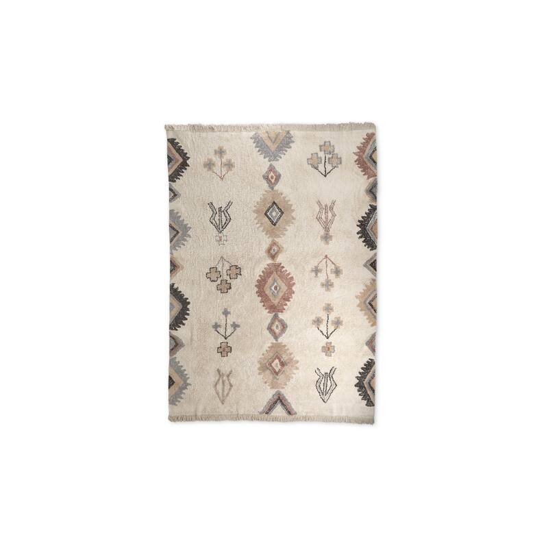 Carla 5x8 Earthy Neutrals Patterned Cotton Area Rug - 96.0L x 60.0W x 1.0H