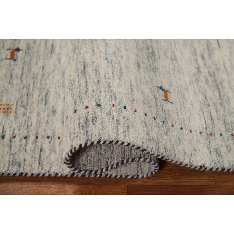 Tribal Gabbeh Oriental Area Rug Handmade Beige Modern Wool Carpet - 4'0" x 5'10"
