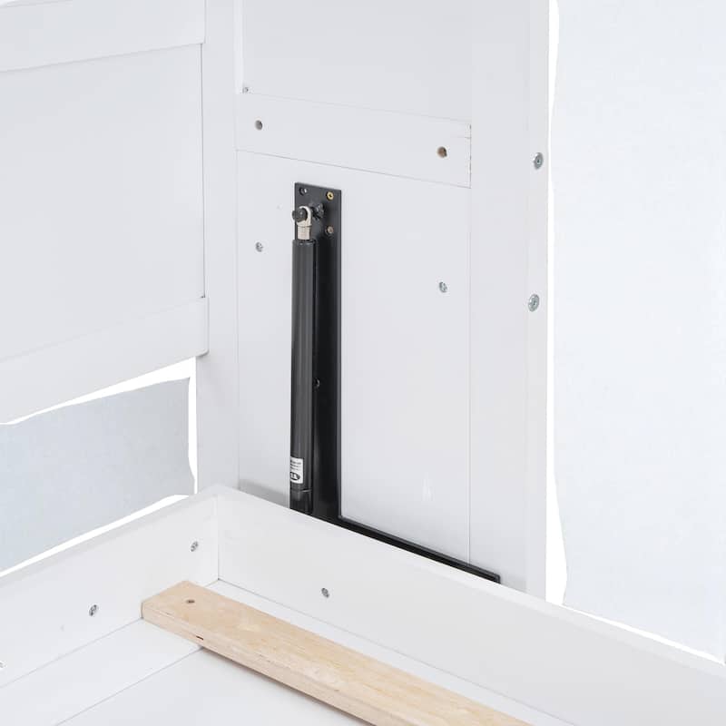 Queen Size Murphy Wall Bed with Top Cabinets, Space Saving Cabinet Bed with Storage, No Box Spring Needed
