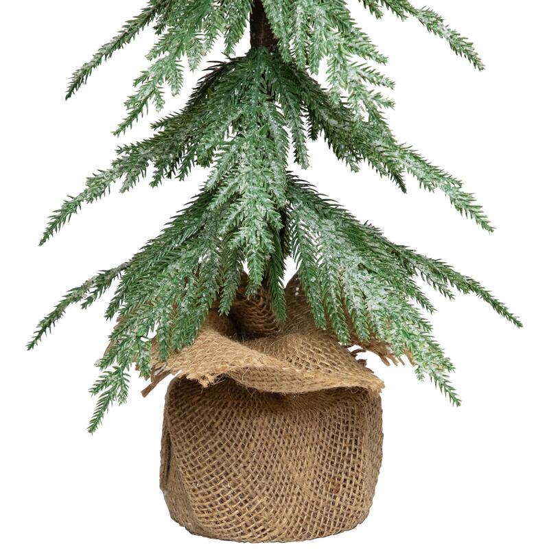 Mini Icy Pine Christmas Tree in Burlap Base - 24" - Unlit - 2 Foot