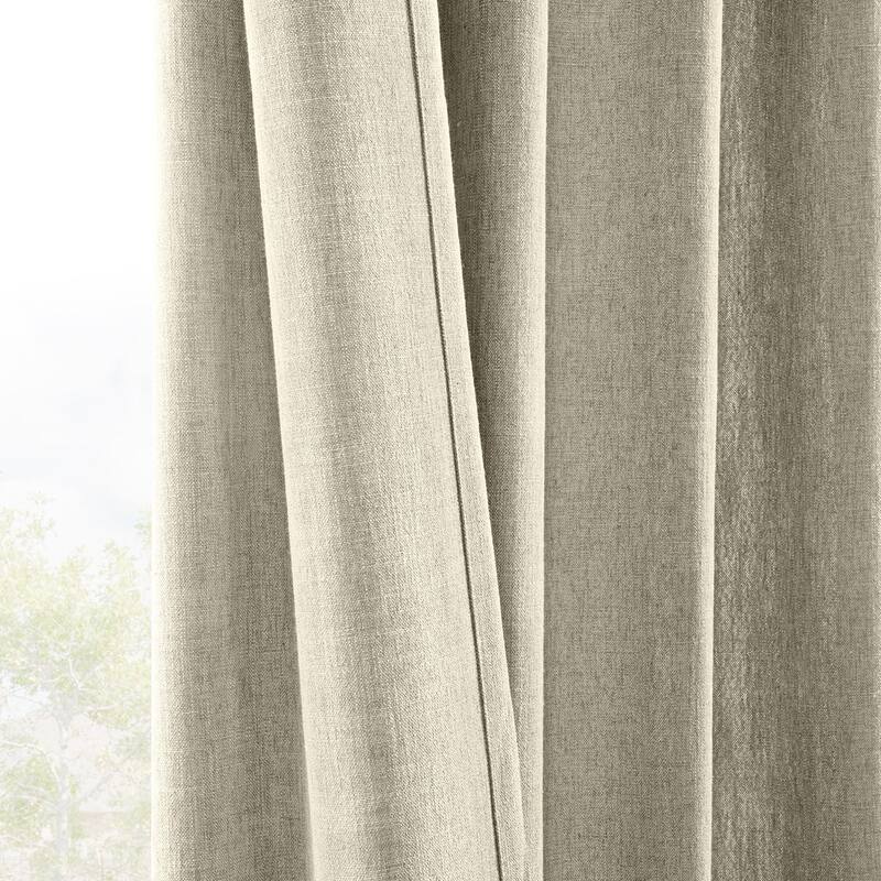 Exclusive Fabrics Basic Faux Linen Curtain Pair - 2 Panels - Light Filtering Window Curtains