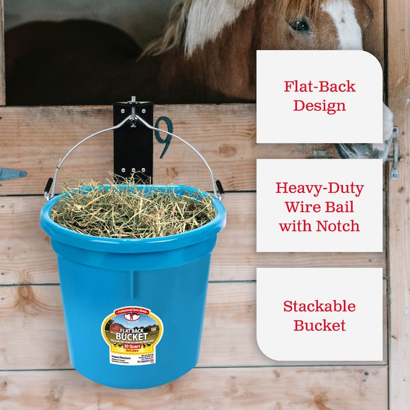 Little Giant All Purpose Heavy Duty Flat Back 20 Quart Plastic Bucket, Teal - 2.57