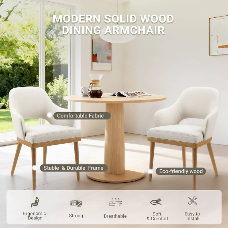 Upholstered Farmhouse Dining Chairs Modern Fabric Kitchen Side Chairs Wooden Back