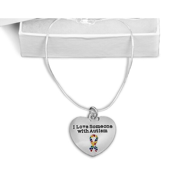 "I Love Someone with Autism" 16 Inch Silver Necklace