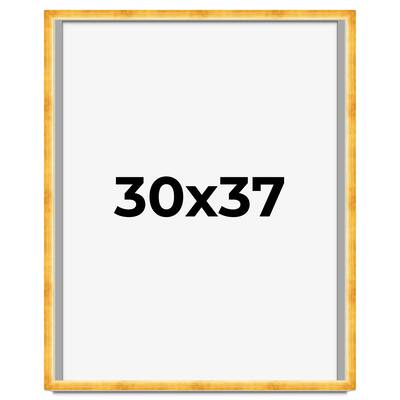 30x37 Shadow Box Frame Gold | 1.625 Inches Deep Real Wood Traditional