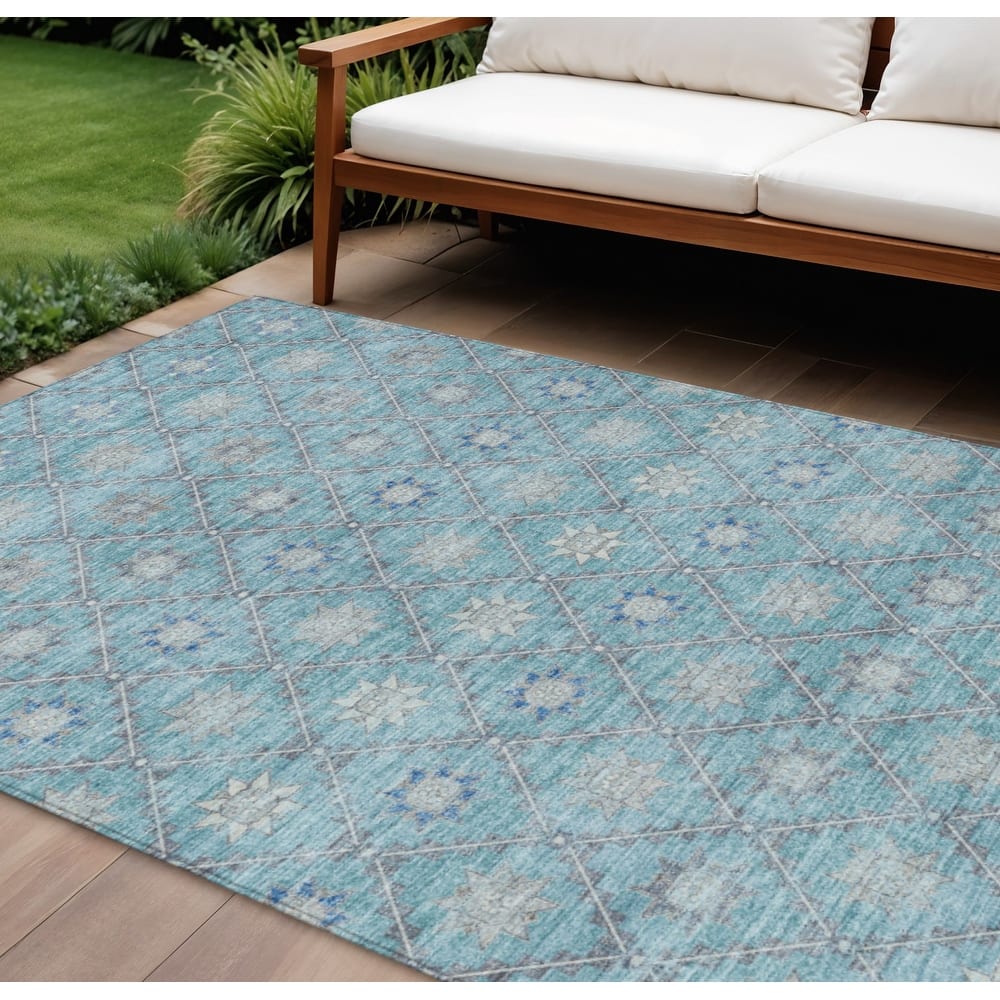 HomeRoots Floral Transitional Rectangle Outdoor Rug