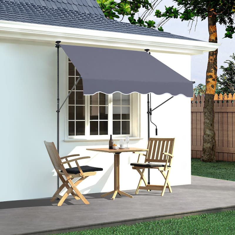 Outdoor Retractable Awning 59x47", Waterproof Sun Shade with Crank - 59 x 47 x 122 Inches