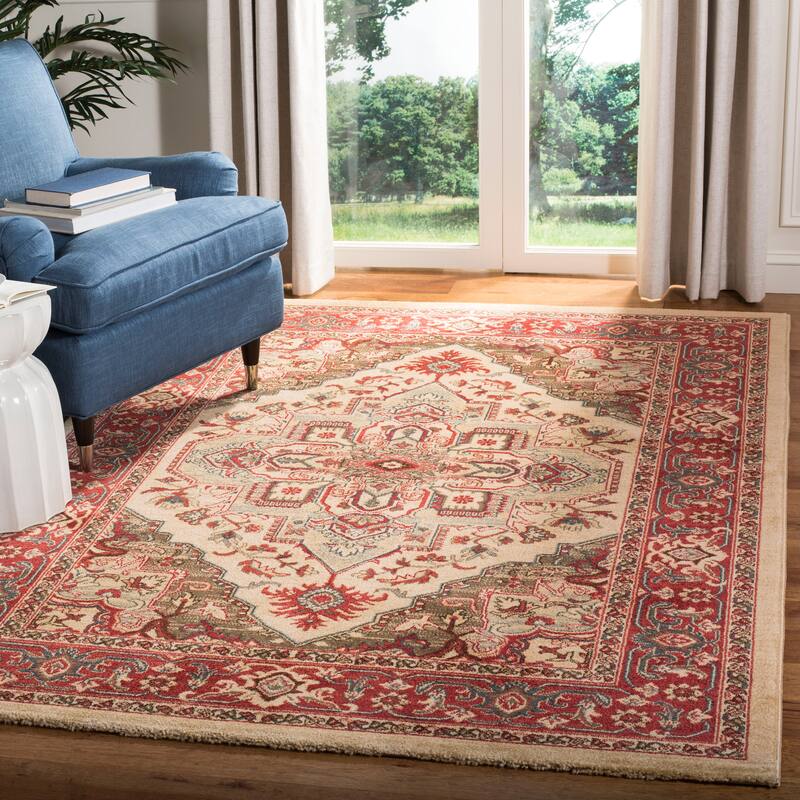 SAFAVIEH Mahal Kolfinna Traditional Oriental Rug - 8' x 11' - Creme/Red - Rectangle