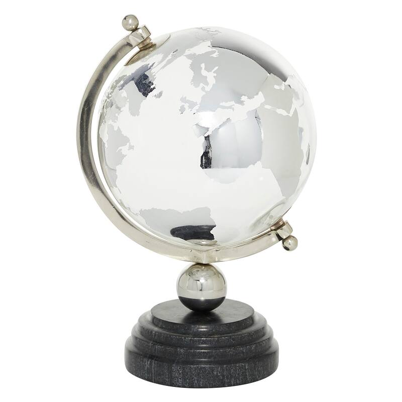 Silver or Gold Marble Globe with Marble Base and Tiered Base