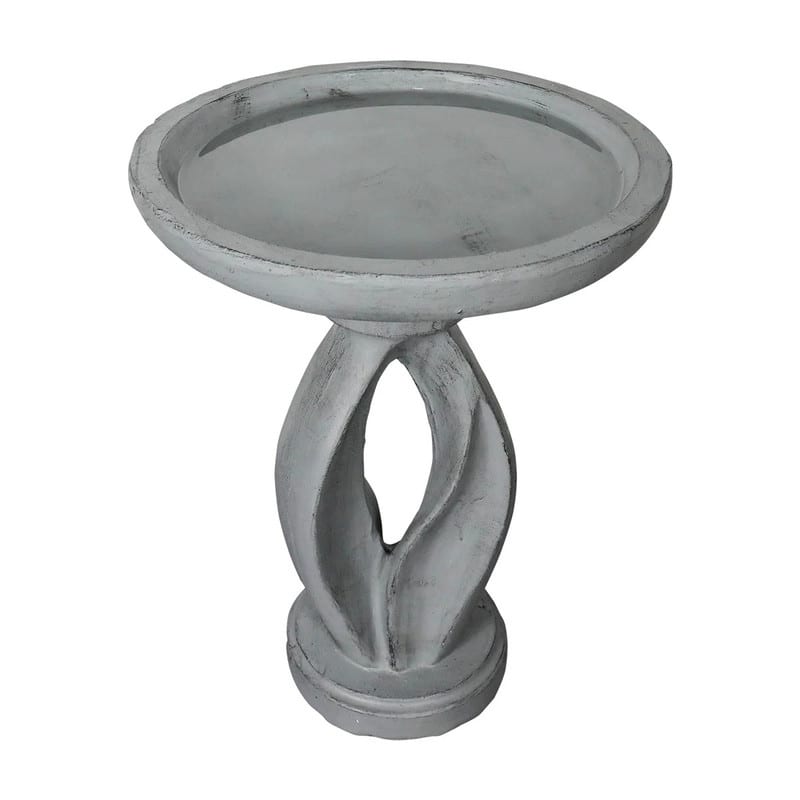 SunJet 21.8" Tall Modern Concrete Garden Bird Bath - 21.8'' H X 16'' W X 16'' D - Grey